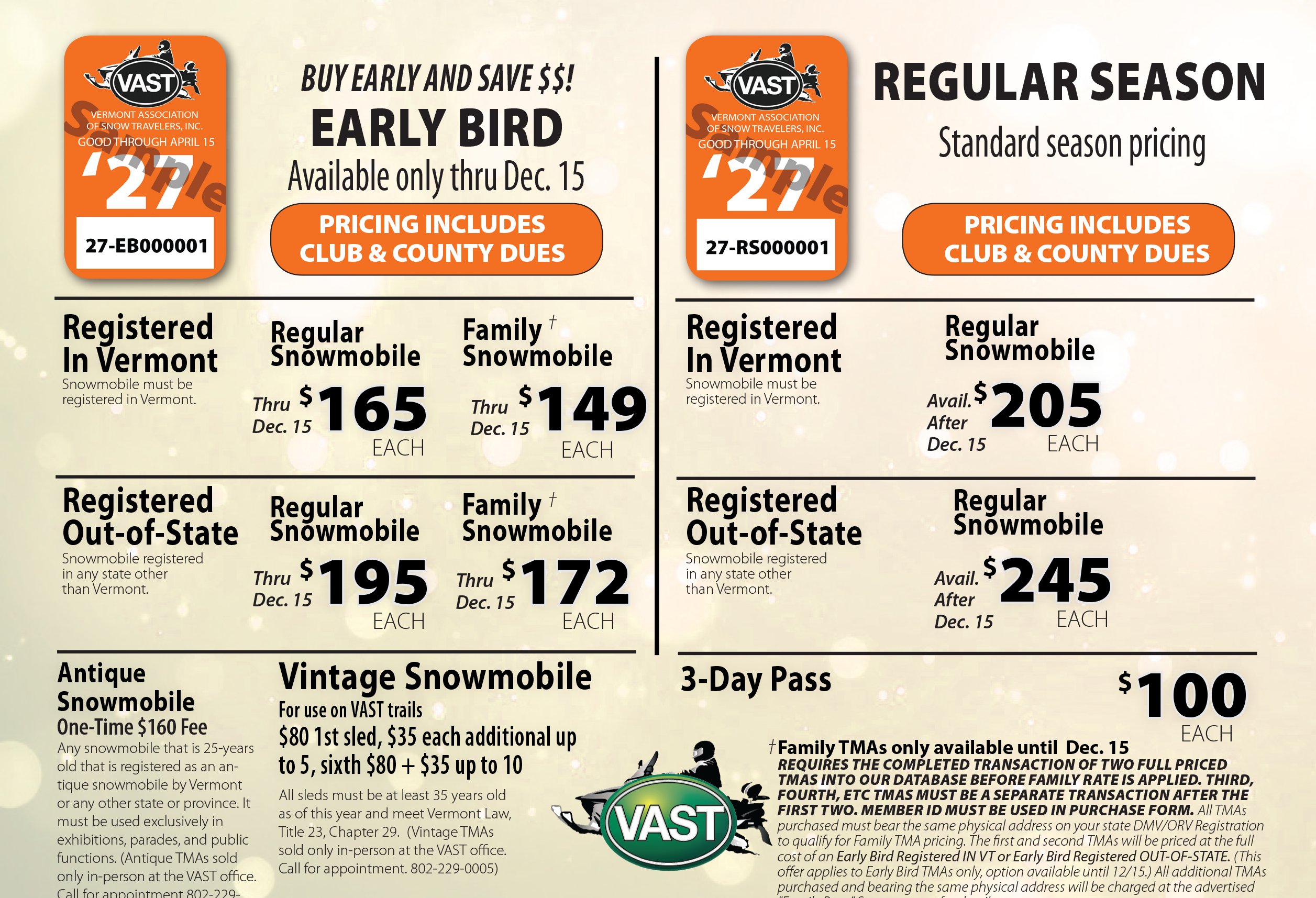 2027 VAST TMA Pricing